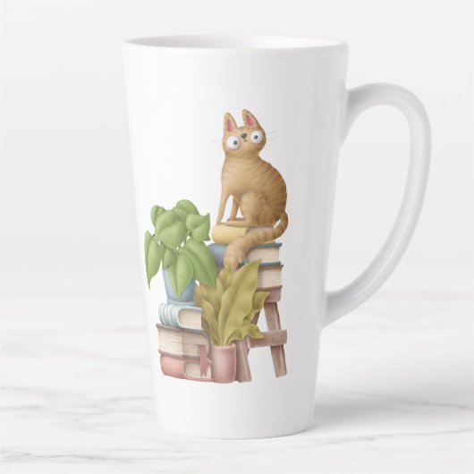 Kutkat en boekenstapels latte mok (Rechts)