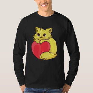Kutkat voor verkitten kleurrijk Kat met rood hart T-shirt