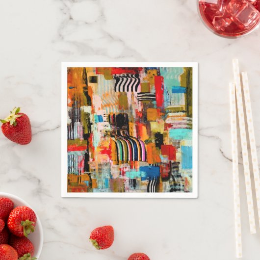 Kutkleurig abstract schilderij servetten (Insitu)