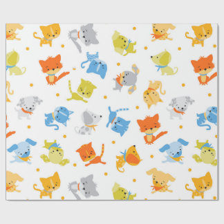 Kutkleurig katten- en heuppapier cadeaupapier