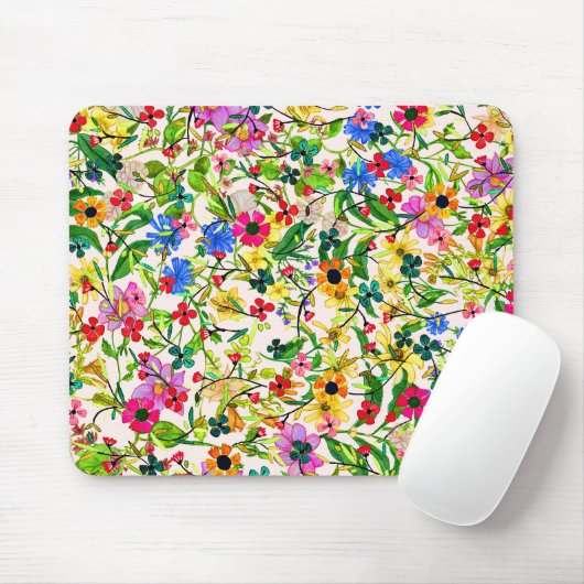 Kutkleurige bloemen muismat (Met muis)