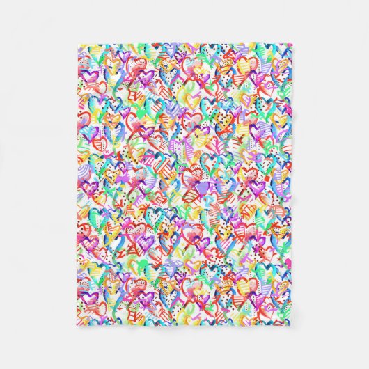 Kutkleurige hartspatronen fleece deken (Voorkant)