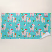 Kutkleurige kerstfeestdag Llama Kinder patroon Strandlaken (Voorkant)