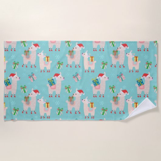 Kutkleurige kerstfeestdag Llama Kinder patroon Strandlaken (Voorkant)