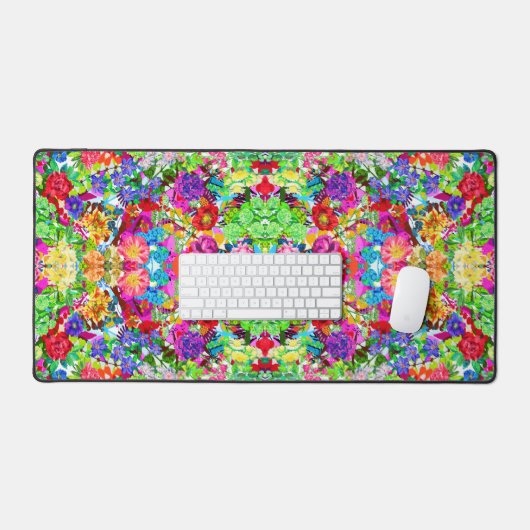 Kutkleurige magische bloemen All-Over-Print T-Shir Bureaumat (Keyboard & Muis)