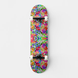 Kutkleurige magische bloemen All-Over-Print T-Shir Skateboard