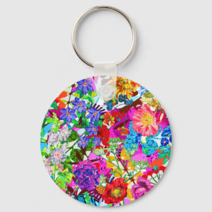 Kutkleurige magische bloemen All-Over-Print T-Shir Sleutelhanger