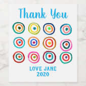 Kutkleurige regenboogcirkels wijn etiket (Enkel label)