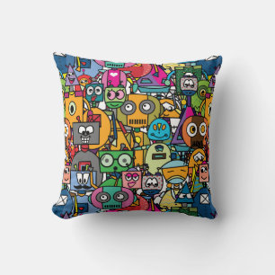 🤖 Kutkleurige robots Kussen