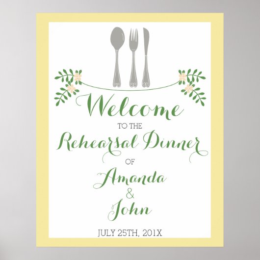 Kutlery Rehearsal Dinner Welcome Poster (Voorkant)