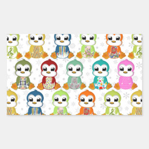 Kutmooie kleurige pinguïnbloemen rechthoekige sticker