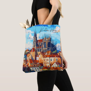 Kutna Hora Tsjechische kunst reisillustratie Draagtas