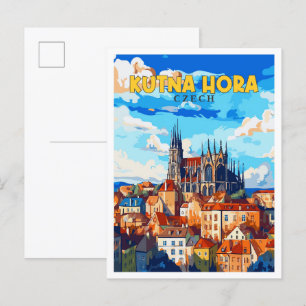 Kutna Hora Tsjechische vintage reisillustratie Briefkaart