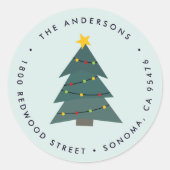 Kutoupe kerstboom | Terugkeeradres feestdag Ronde Sticker (Voorkant)