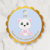 Kutpolair beer bedankt u voor gouden en lichtblauw bedankjes labels (Voorkant)