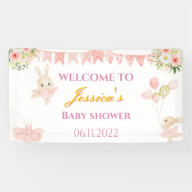 Kutroze en goudballerina baby shower banner