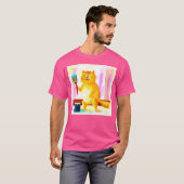 Kutschilderen van een kat dat een penseel houdt. B T-shirt (Voorkant volledig)