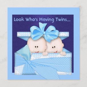 Kutste BOY TWINS BABY SHOWER INVITATIE Kaart