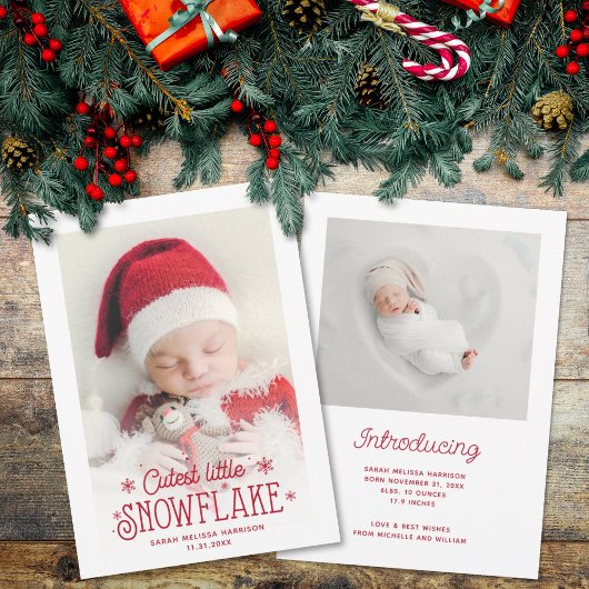 Kutste kleine sneeuwvlokfoto-aankondiging feestdagenkaart