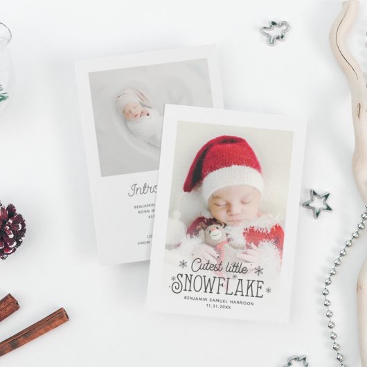 Kutste kleine sneeuwvlokfoto-aankondiging feestdagenkaart