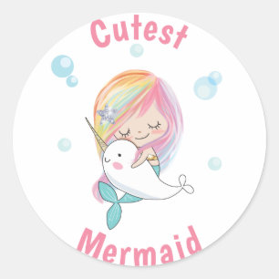 Kutste zeemeermin sticker Kleine zeemeermin en nar