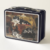 kutzwart en witte kat met Kittens (Achterkant)