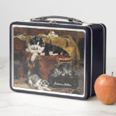 kutzwart en witte kat met Kittens (In situ)