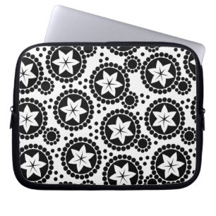 Kutzwart-wit bloemen laptophoes laptop sleeve