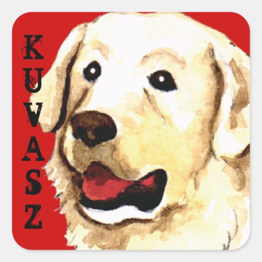 Kuvasz Color Block Vierkante Sticker (Voorkant)