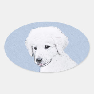 Kuvasz-schildering - Cute Original Dog Art Ovale Sticker