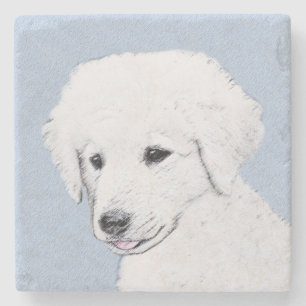 Kuvasz-schildering - Cute Original Dog Art Stenen Onderzetter