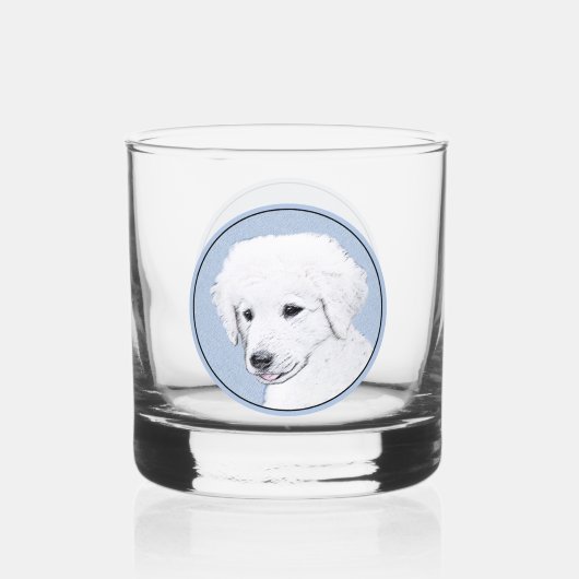 Kuvasz-schildering - Cute Original Dog Art Whisky Glas (Voorkant)