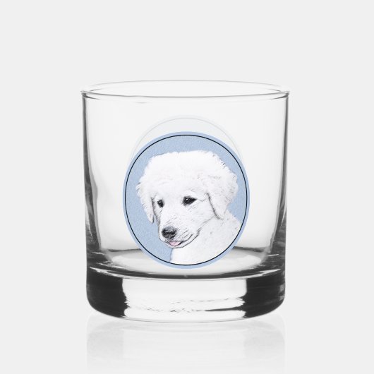 Kuvasz-schildering - Cute Original Dog Art Whisky Glas (Achterkant)