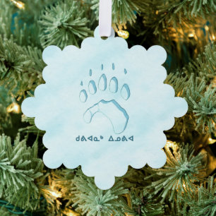 Kuvianak Innovia - Polar Beer Paw Print Ornament Kaart