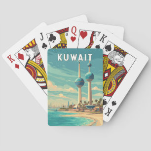 Kuwait Illustratie Reis Kunst Vintage Pokerkaarten