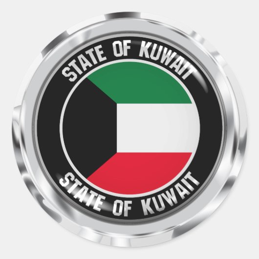 Kuwait Round Emblem Ronde Sticker (Voorkant)