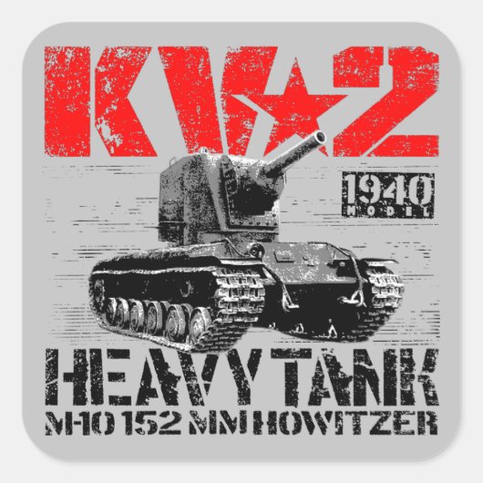 KV-2 zware sovjettank Vierkante Sticker (Voorkant)