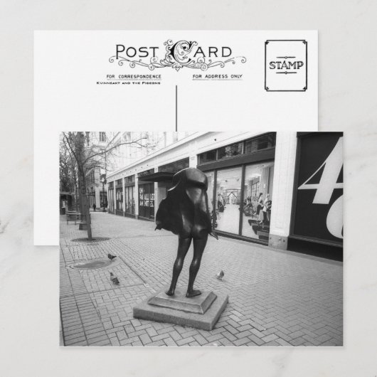 Kvinneakt et la carte postale des Pigeons (Devant / Derrière)