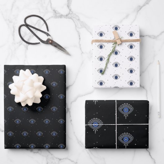 Kwaad oogontwerp, blauw oog inpakpapier vel (Voorkant)