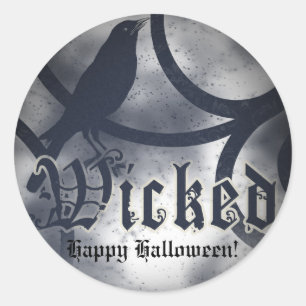 Kwaadaardig Halloweenfeest Zwarze Kraai Vogel Ronde Sticker
