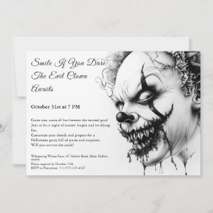 Kwaadaardige Clown Halloween Uitnodiging – Sinu sm