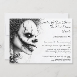 Kwaadaardige Clown Halloween Uitnodiging – Sinu sm