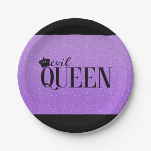 KWAADAARDIGE KONINGIN Paarse Glitter Glam Feestbor Papieren Bordje