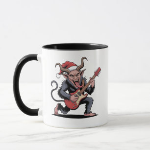 Kwaadaardige Krampus die gitaar speelt elektrische Mok