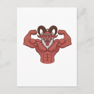 Kwaadaardige Krampus Kerstmis Spieren Trainen Fitn Aankondigingskaart