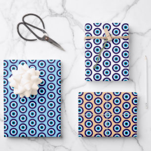 Kwaadaardige Oog Blauwe Mati-patroon cadeauverpakk Inpakpapier Vel