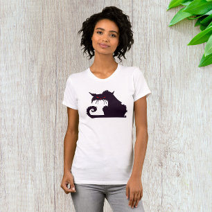 Kwaadaardige Zwarte Kat Silhouet met Rode Ogen T-shirt