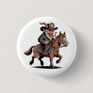 KWADAARDIGE Krampus Kerst Cowboy Paard Westers Ker Ronde Button 3,2 Cm