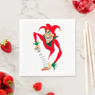 Kwade Grinning Jester Joker met Jack-in-the-Box Servet