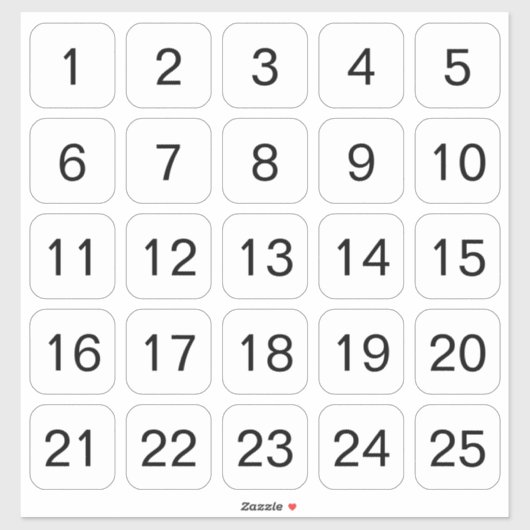 kwadraat aantal Stickers zwart (Vel)